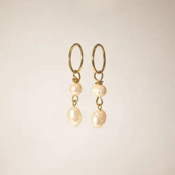 Fresh Water Pearl Drop Hoops (double)