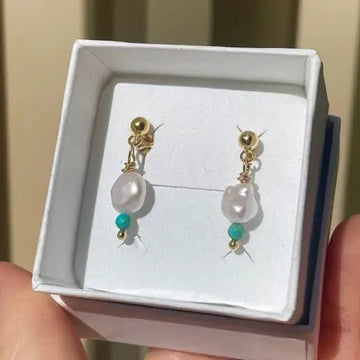 Peace - Turquoise & Pearl Studs